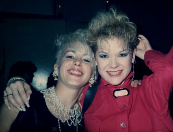 That's me on the left, pearls and all, with my 80s partner-in-crime Lynn on the right.